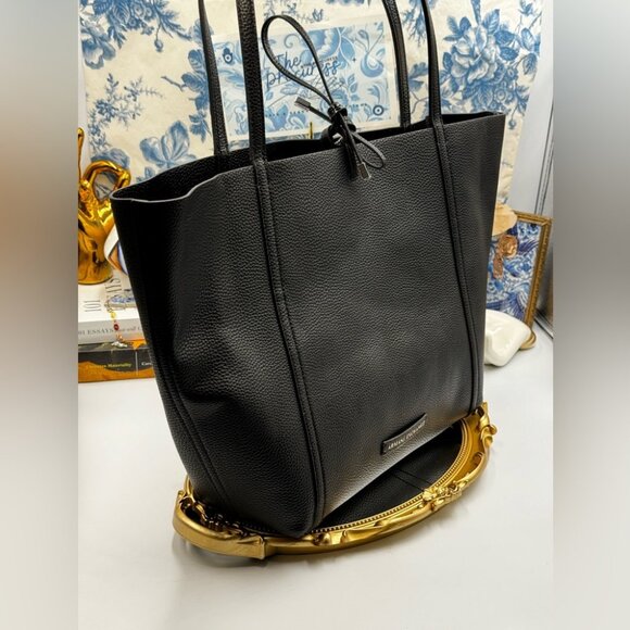 🆕 ARMANI EXCHANGE 🧿 NWOT Large Reversible Tote Bag, Black & Patent Black - Picture 4 of 11